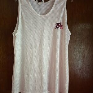Vintage FUBU White Mesh Tank Top with Logo